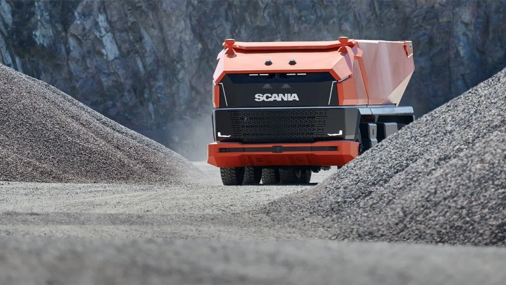 Autonomous truck on road