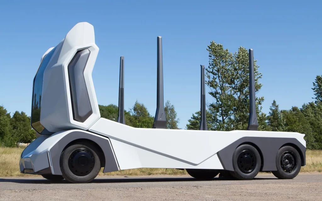 Autonomous truck on road